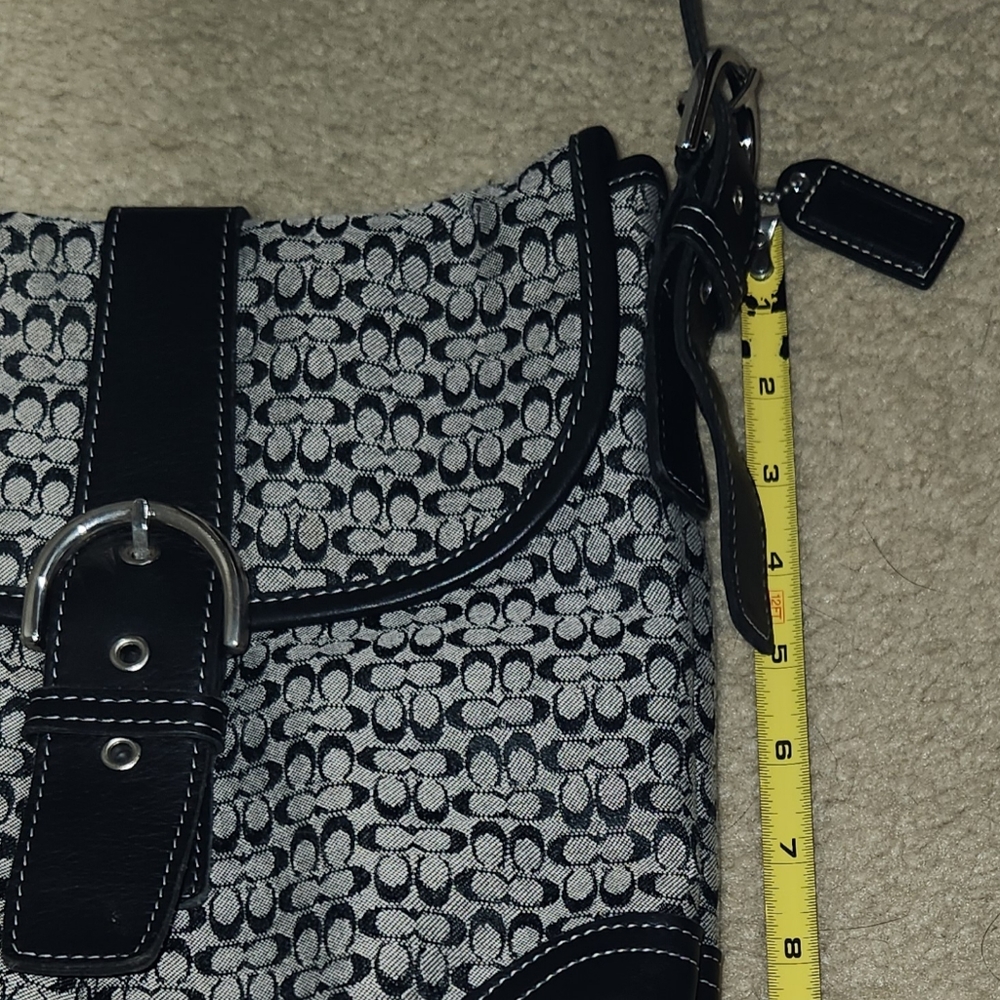 VINTAGE COACH 6376 buckle Women's Signature Crossbody Bag Black Gray Jacquard - Picture 14 of 16